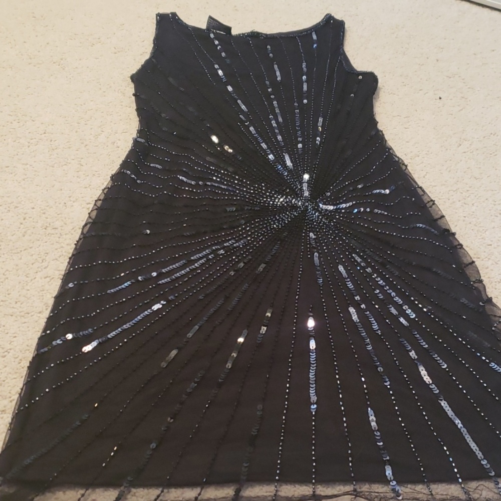 Beaded Black Short Dress